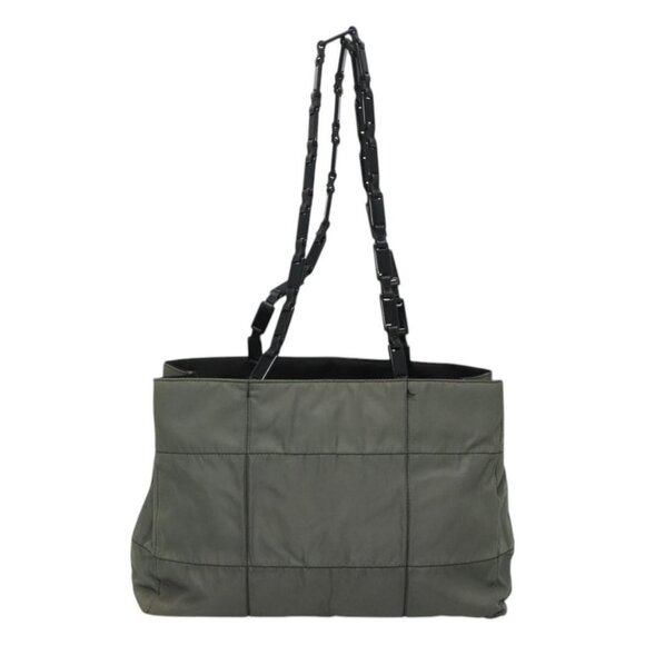 PRADA Tote Bag Nylon Plastic Gray Black Auth ep7577 - Picture 1 of 15